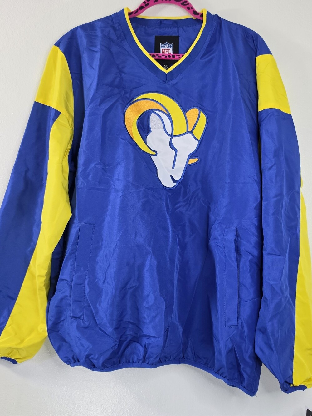 Los Angeles Rams Blue and Yellow NFL Pullover Windbraker Large